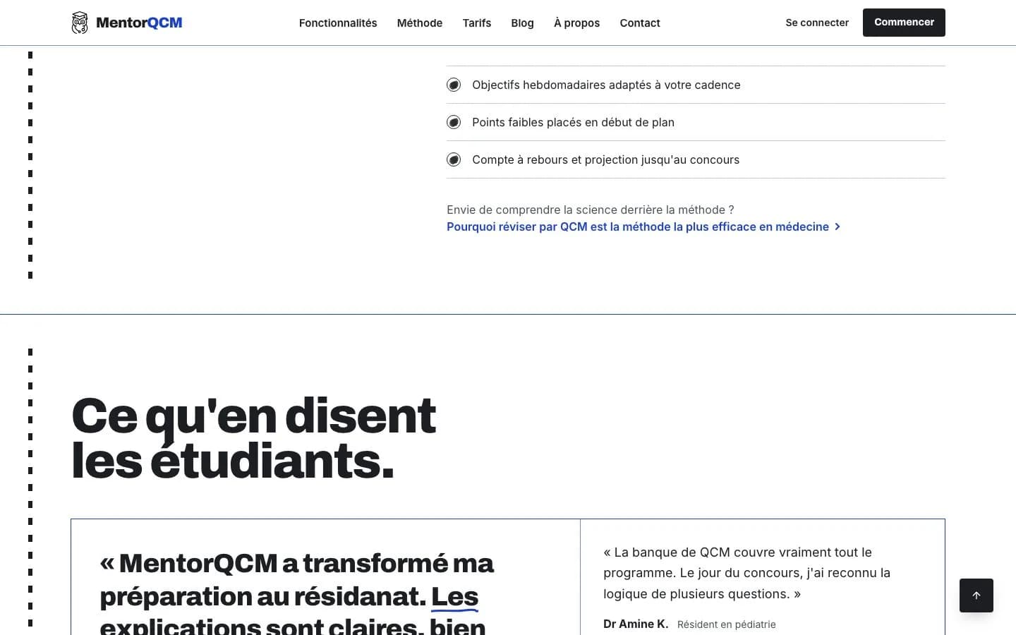 MentorQCM — Fonctionnalités de révision