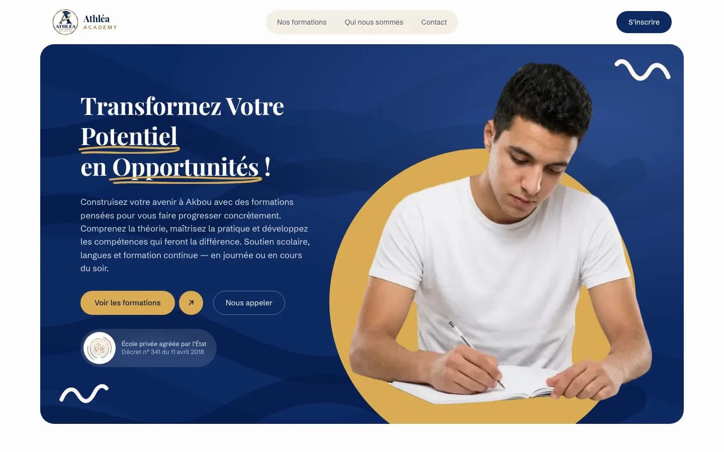Athlea Academy — Site d'école (freelance)